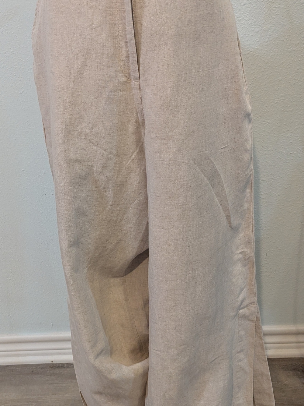 Light Beige Women's Linen Blend Pants